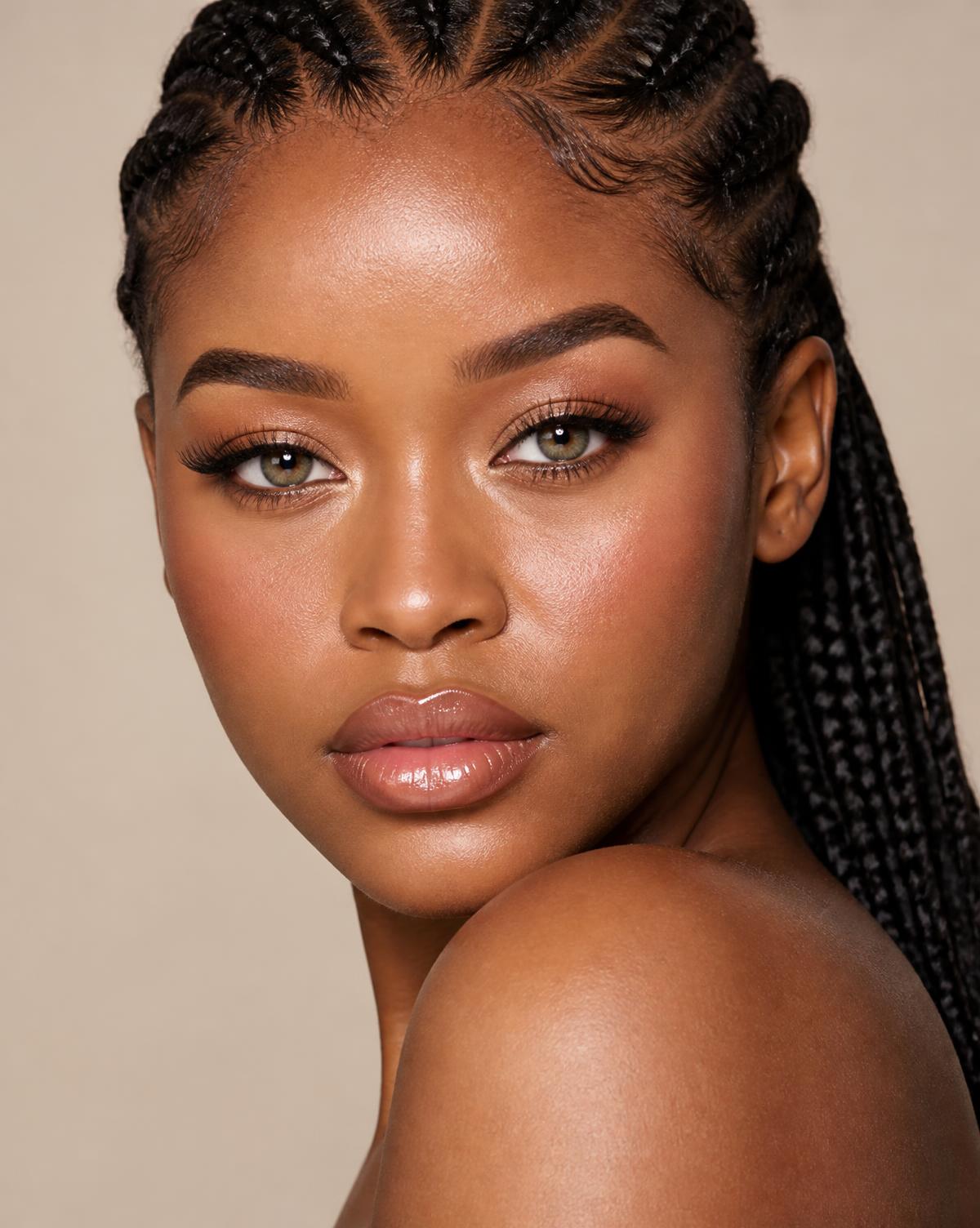 Model wearing hazel coloured contact lenses from The Lenz Bar